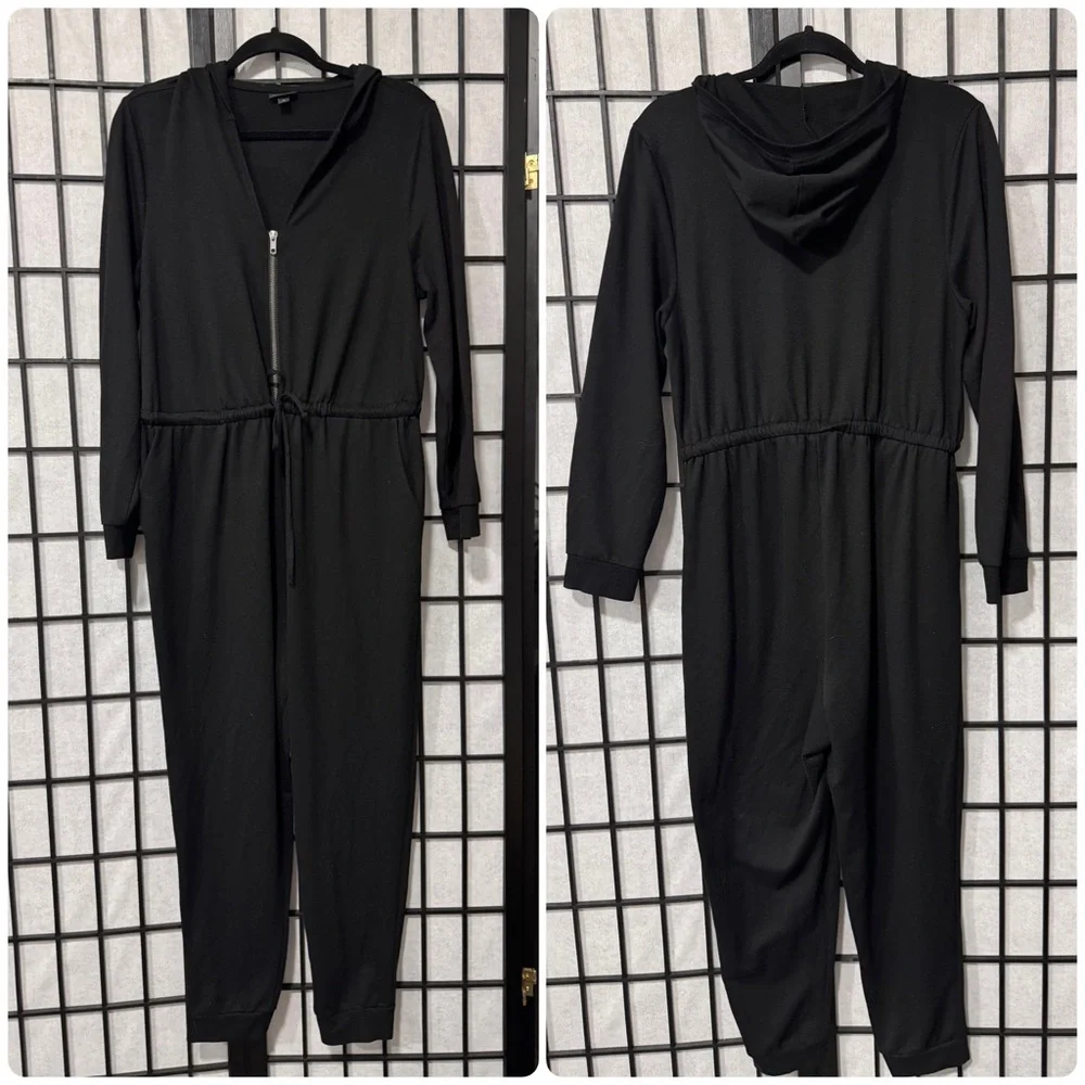 Torrid BLACK TERRY ZIP FRONT HOODED JUMPSUIT - Picture 7 of 11